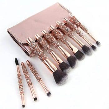 Bedazzled Diamond Glitter Makeup Brushes Set